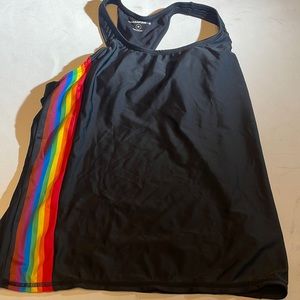 Humankind Pride Swim top black rainbow stripe Tankini top M Med NWT